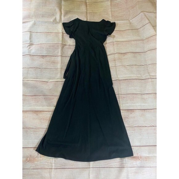 See You Monday Women's Black Flutter Sleeve Open Front Maxi Dress - Medium - Picture 11 of 12